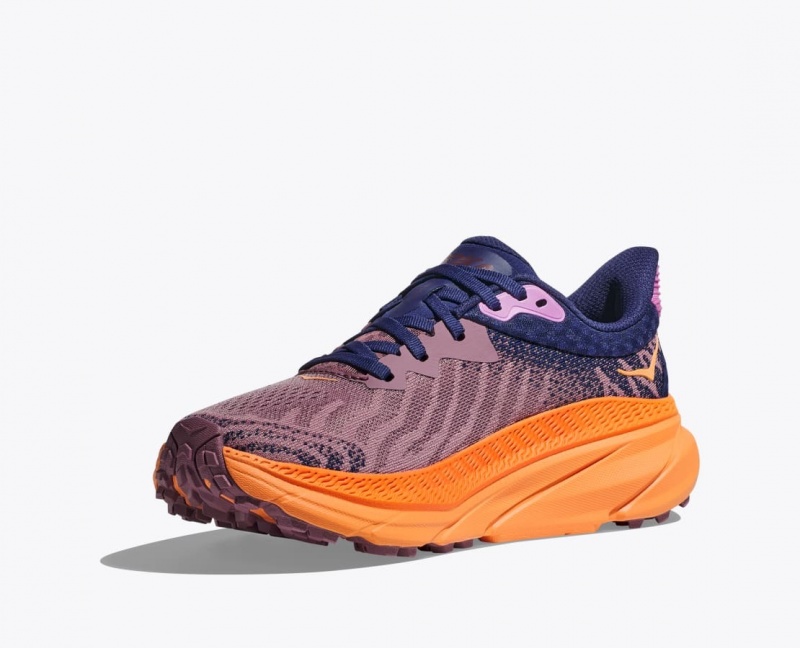 Light Purple / Navy HOKA Challenger 7 Women's Trail Running Shoes | 498057TWJ