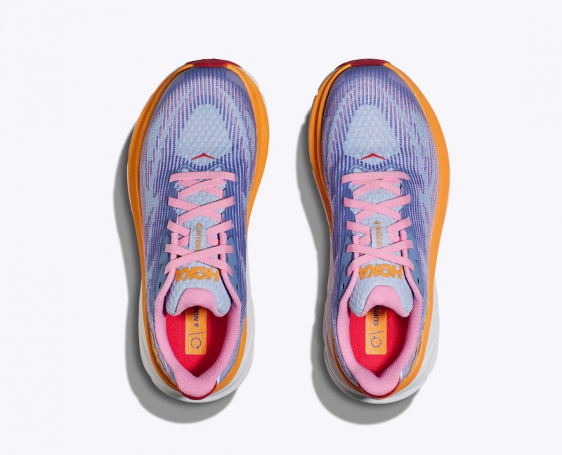 Light Purple / Orange / Pink HOKA Clifton 9 Kids' Running Shoes | 869314BJO