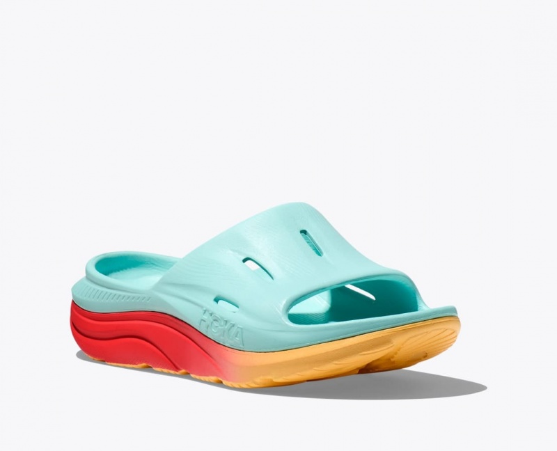 Light Turquoise / Orange HOKA Ora Recovery 3 Women's Slide | 763290IXL