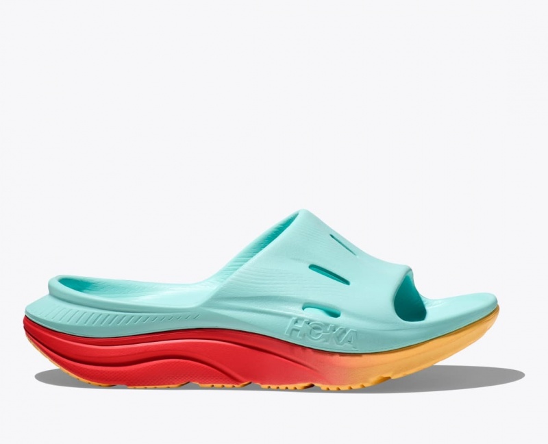 Light Turquoise / Orange HOKA Ora Recovery 3 Women\'s Slide | 763290IXL