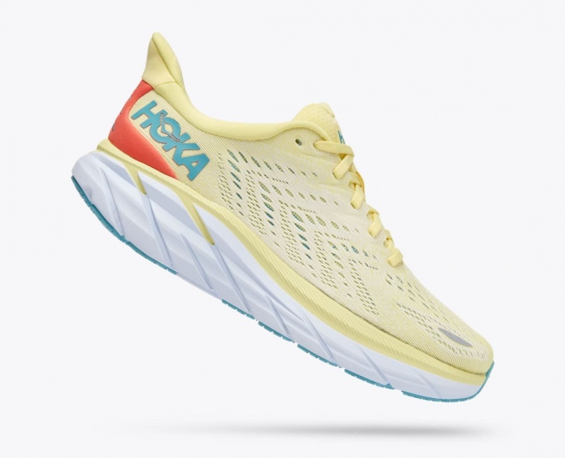 Light Yellow HOKA Clifton 8 Women's Running Shoes | 416079PBA