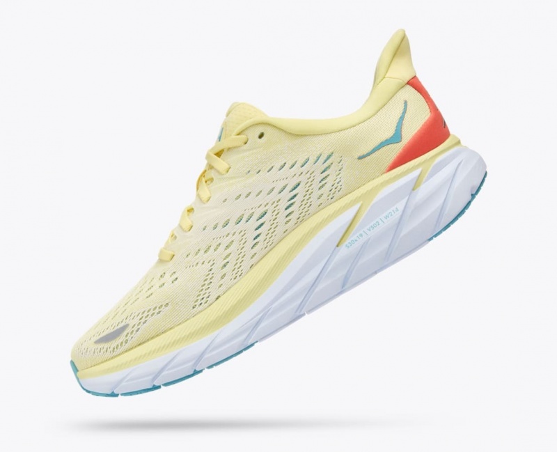 Light Yellow HOKA Clifton 8 Women's Running Shoes | 416079PBA