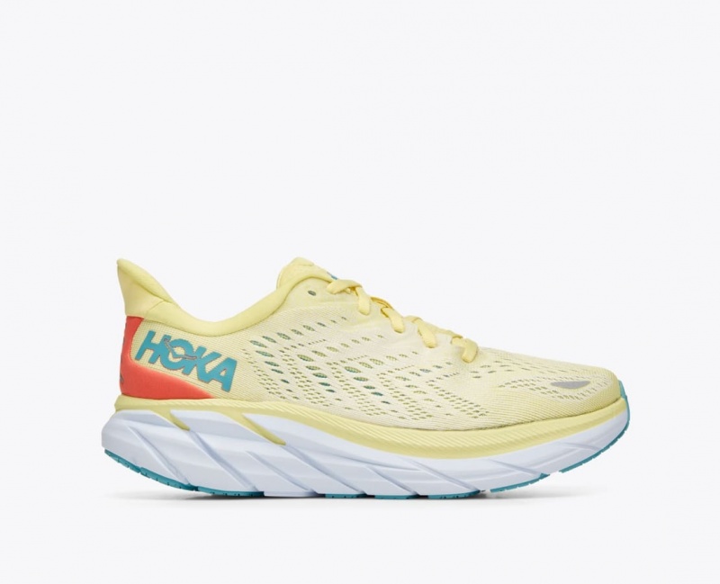 Light Yellow HOKA Clifton 8 Women\'s Running Shoes | 416079PBA