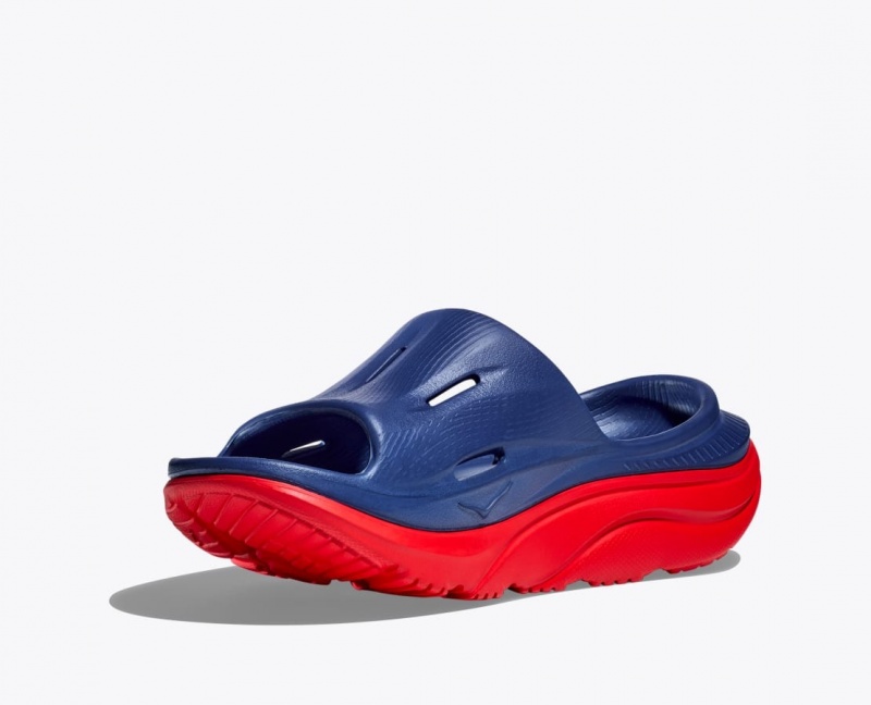 Navy / Red HOKA Ora Recovery 3 Women's Slide | 187536NCK