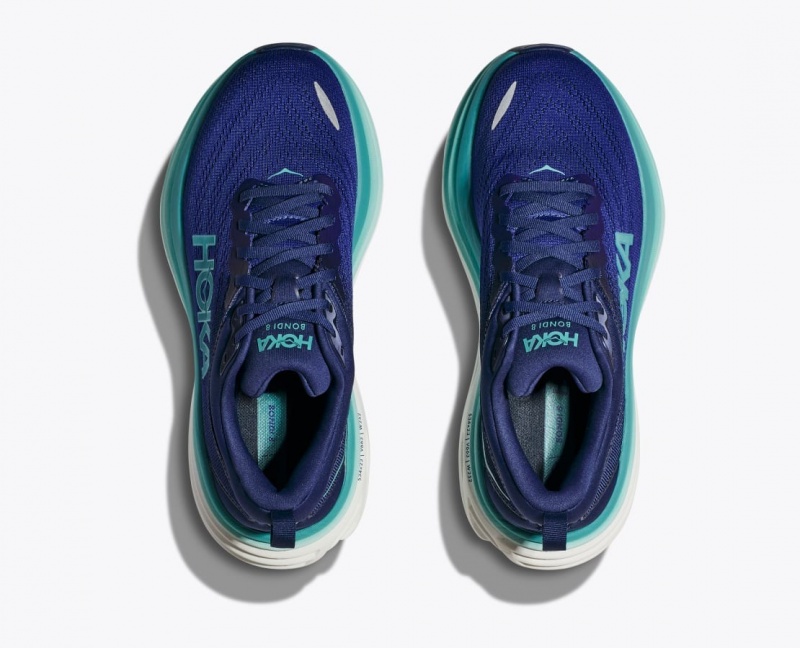 Navy / Turquoise HOKA Bondi 8 Women's Running Shoes | 621349ICS