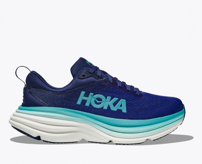 Navy / Turquoise HOKA Bondi 8 Women\'s Running Shoes | 621349ICS