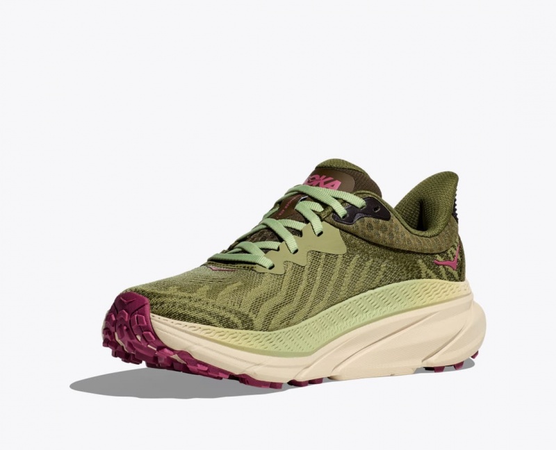 Olive Green HOKA Challenger 7 Women's Trail Running Shoes | 265134PMY