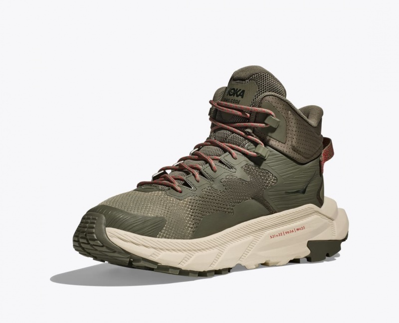 Olive Green HOKA Trail Code GTX Men's Hiking Boots | 892351AQU