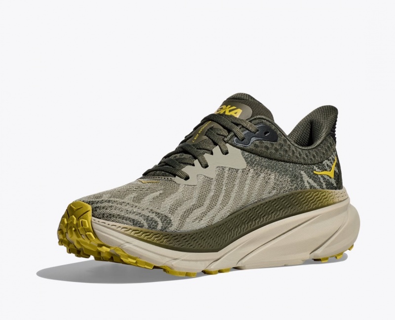 Olive HOKA Challenger 7 Men's Trail Running Shoes | 146039FTP