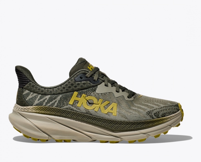 Olive HOKA Challenger 7 Men\'s Trail Running Shoes | 146039FTP