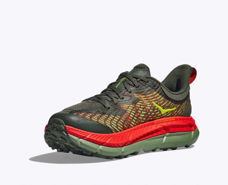 Olive / Red HOKA Mafate Speed 4 Men's Trail Running Shoes | 645012JSI