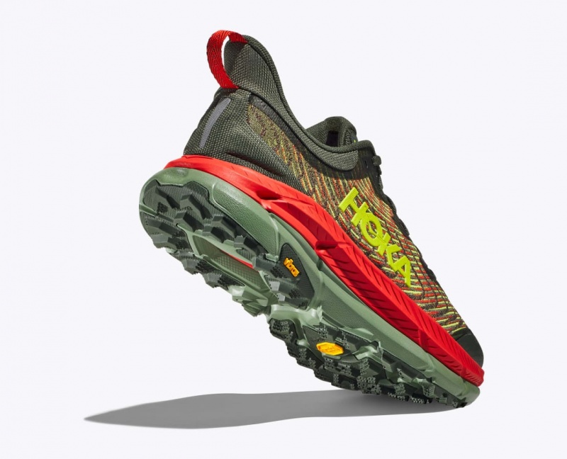 Olive / Red HOKA Mafate Speed 4 Men's Trail Running Shoes | 645012JSI