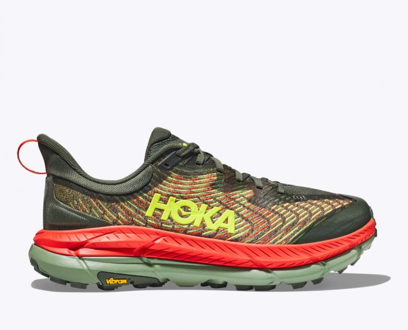 Olive / Red HOKA Mafate Speed 4 Men\'s Trail Running Shoes | 645012JSI