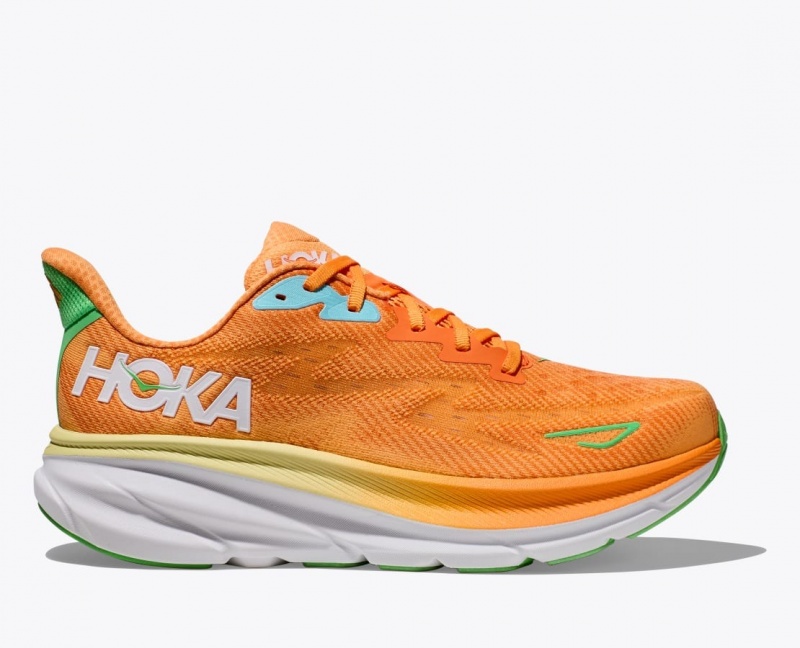 Orange HOKA Clifton 9 Men\'s Running Shoes | 479258DWI