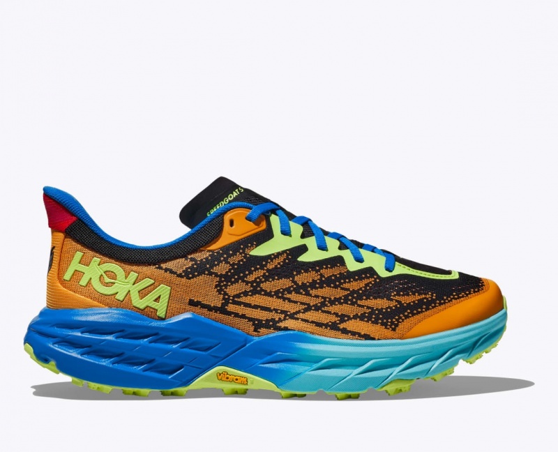 Orange / Black / Blue HOKA Speedgoat 5 Men\'s Trail Running Shoes | 097683PNA