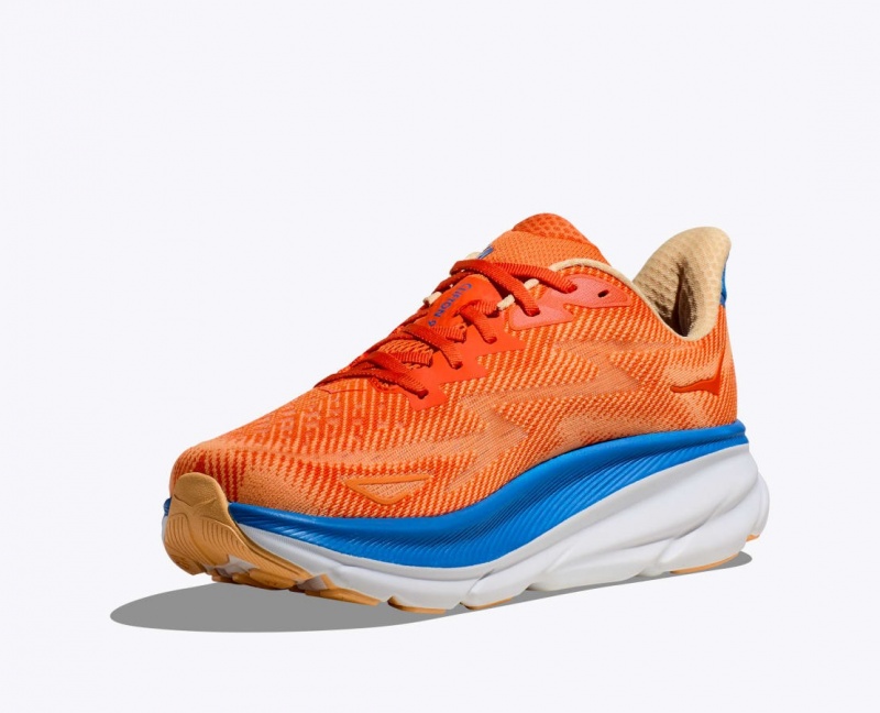 Orange / Blue HOKA Clifton 9 Men's Running Shoes | 321854KTV