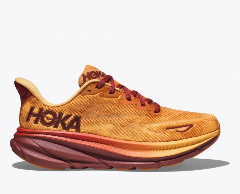 Orange / Dark Red HOKA Clifton 9 Men\'s Running Shoes | 487201DCP