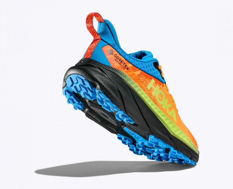 Orange / Green / Blue HOKA Challenger 7 GTX Men's Trail Running Shoes | 819620WDE