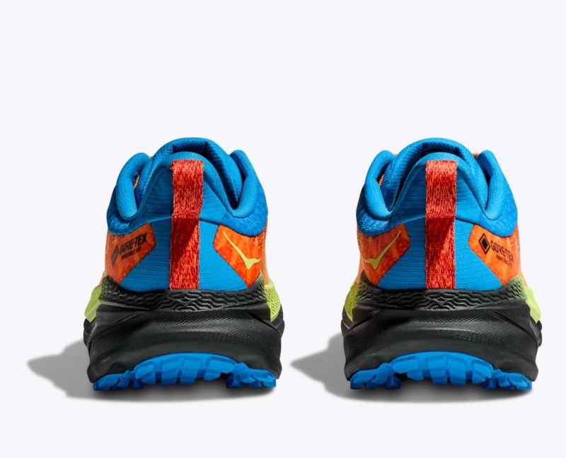 Orange / Green / Blue HOKA Challenger 7 GTX Men's Trail Running Shoes | 819620WDE