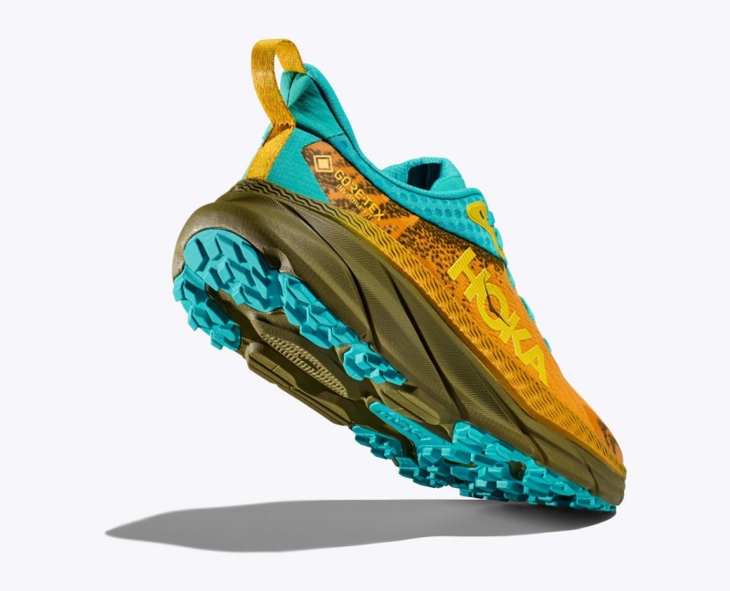 Orange / Olive / Turquoise HOKA Challenger 7 GTX Men's Trail Running Shoes | 218067CVB