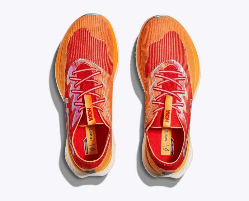 Orange / Red HOKA Cielo X1 Men's Running Shoes | 874360ZGW