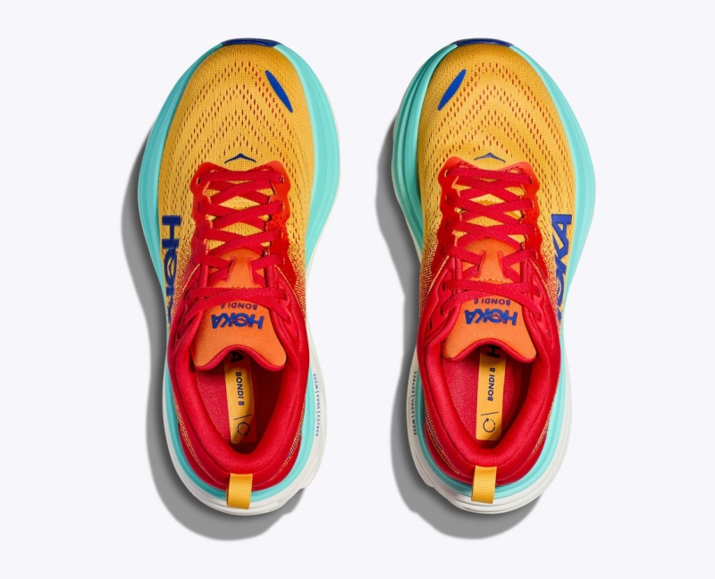 Orange / Red / Turquoise HOKA Bondi 8 Men's Running Shoes | 541687HOQ