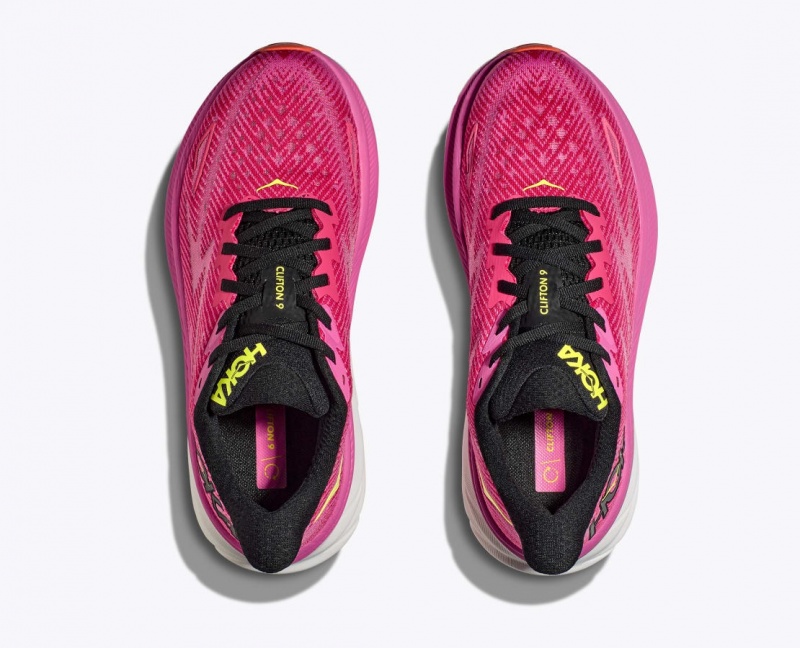 Pink / Black HOKA Clifton 9 Women's Running Shoes | 269815WDE