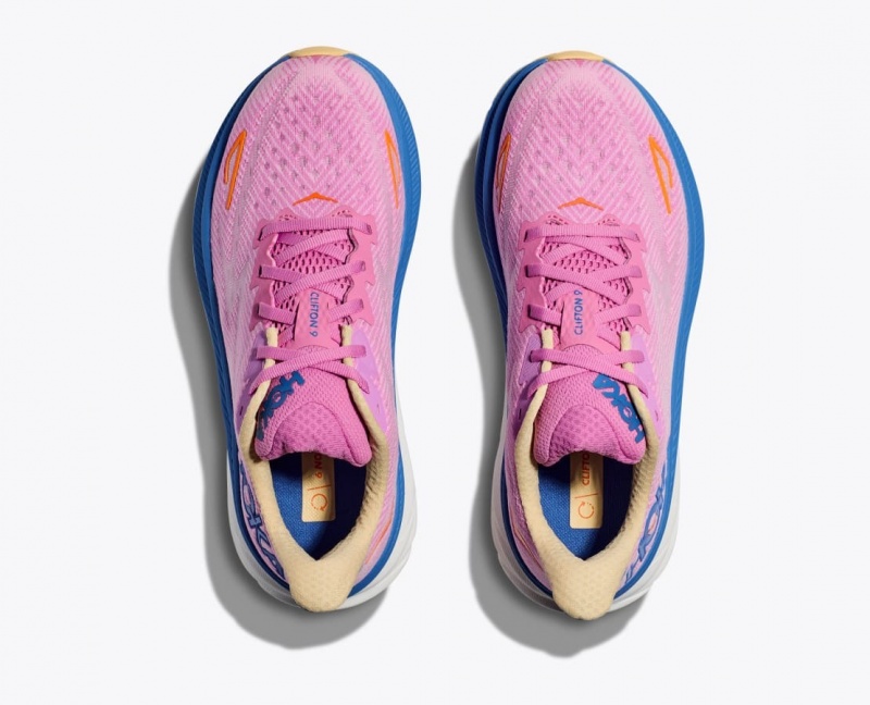 Pink / Blue HOKA Clifton 9 Women's Running Shoes | 214970IKW