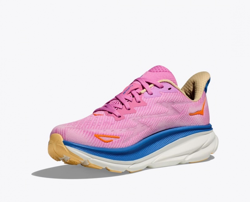 Pink / Blue HOKA Clifton 9 Women's Running Shoes | 214970IKW