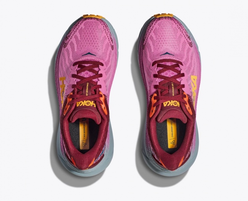 Pink / Dark Red HOKA Challenger 7 Women's Trail Running Shoes | 523849EXY