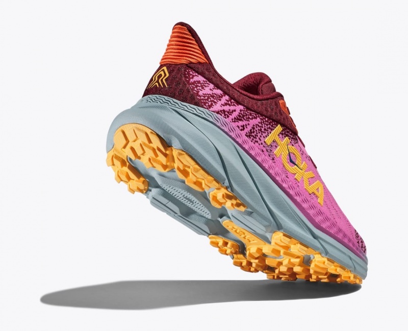 Pink / Dark Red HOKA Challenger 7 Women's Trail Running Shoes | 523849EXY