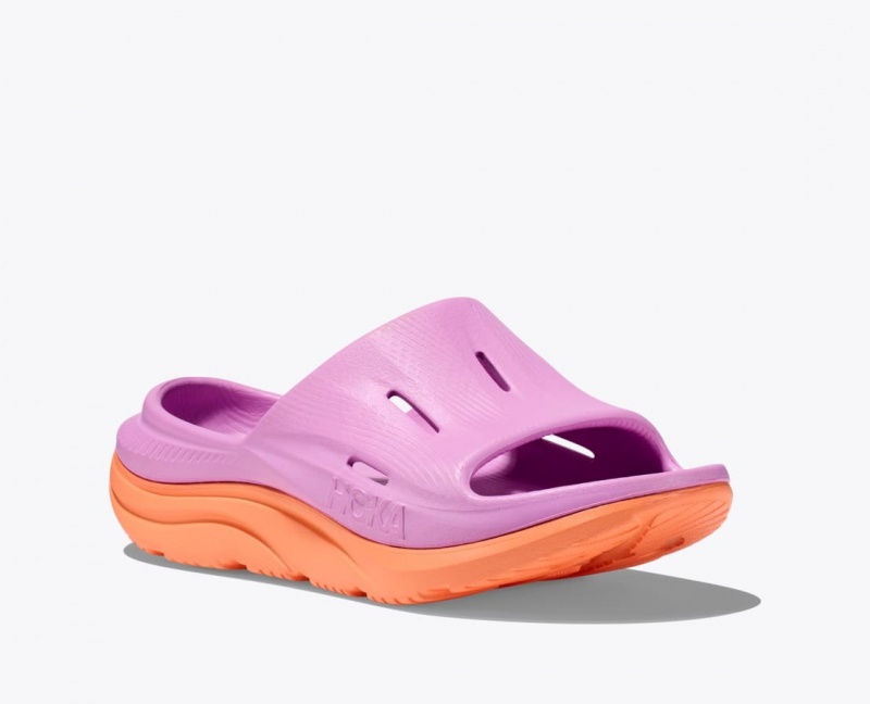 Pink / Orange HOKA Ora Recovery 3 Kids' Slides | 910527AKC