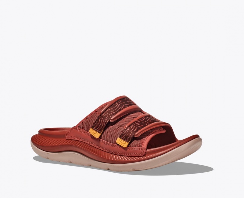 Red Brown HOKA Ora Luxe Men's Slide | 832067BOM