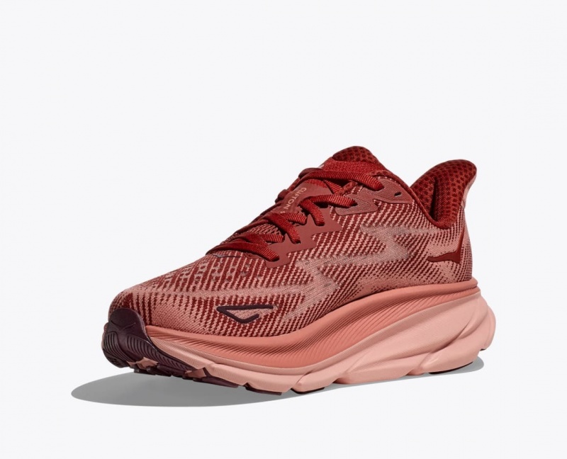 Red Brown / Beige HOKA Clifton 9 Women's Running Shoes | 405298DQE