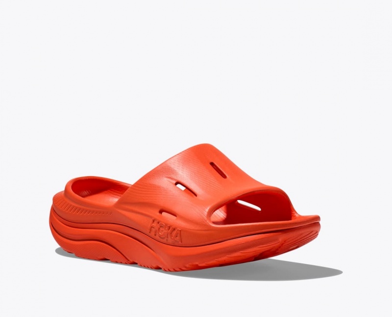 Red HOKA Ora Recovery 3 Men's Slide | 470538UIF