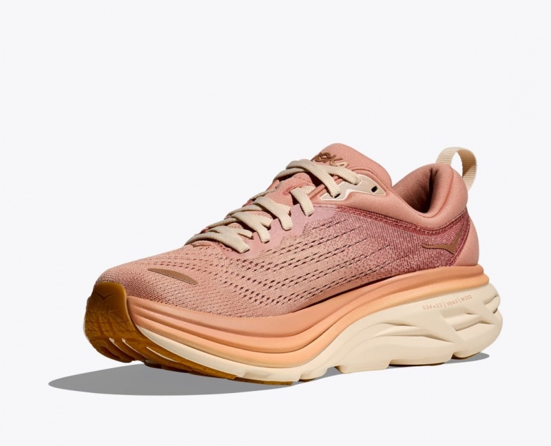 Rose Gold HOKA Bondi 8 Women's Running Shoes | 057346JTB