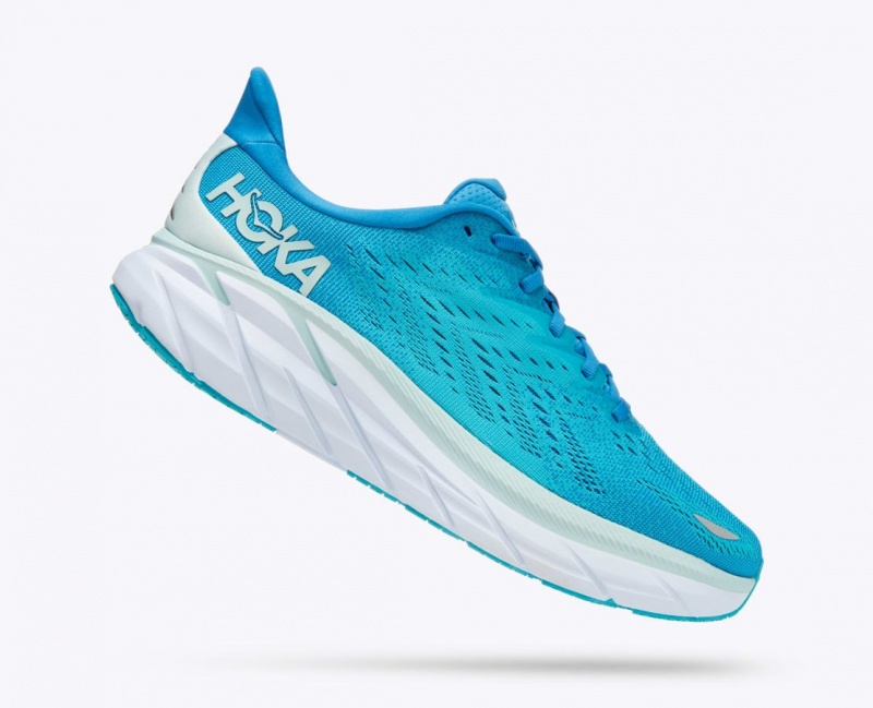 Turquoise HOKA Clifton 8 Men's Running Shoes | 783546MDI