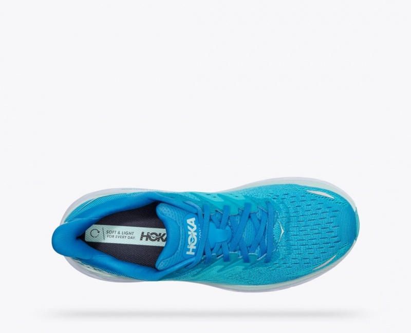 Turquoise HOKA Clifton 8 Men's Running Shoes | 783546MDI