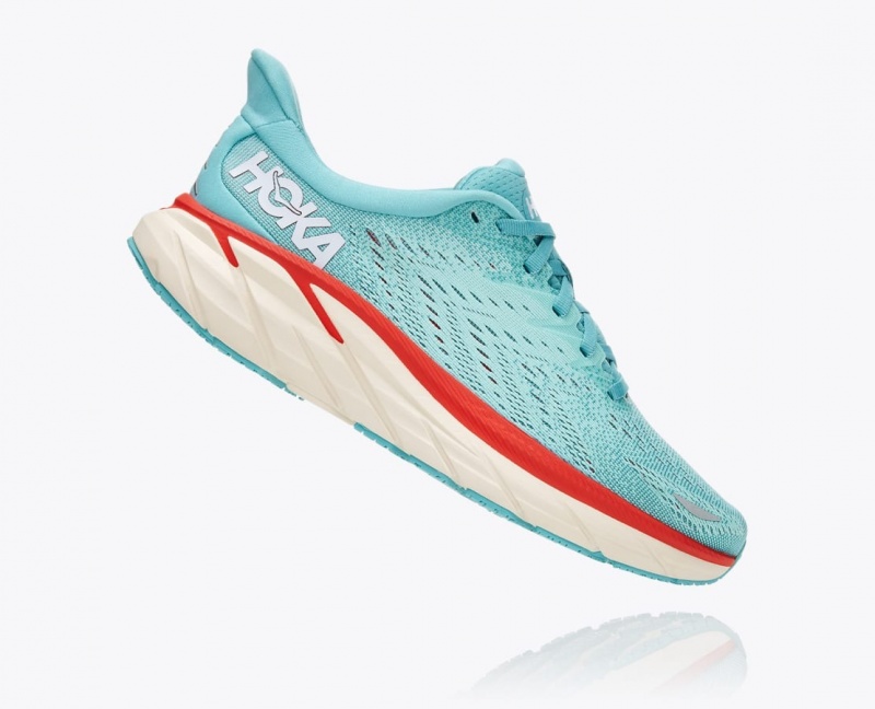 Turquoise HOKA Clifton 8 Women's Running Shoes | 925374YLR