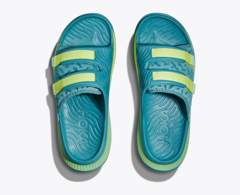 Turquoise HOKA Ora Luxe Men's Slide | 037985WBO