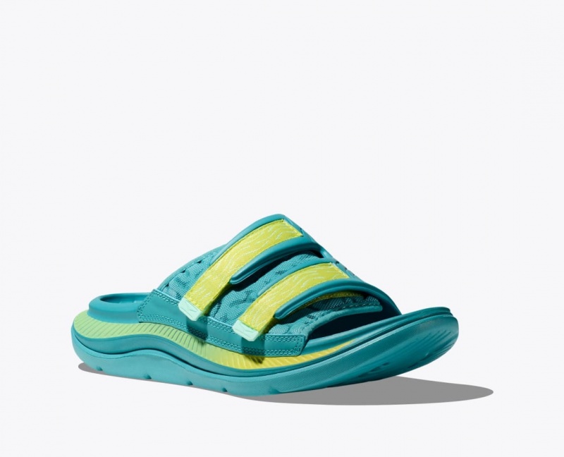 Turquoise HOKA Ora Luxe Men's Slide | 037985WBO