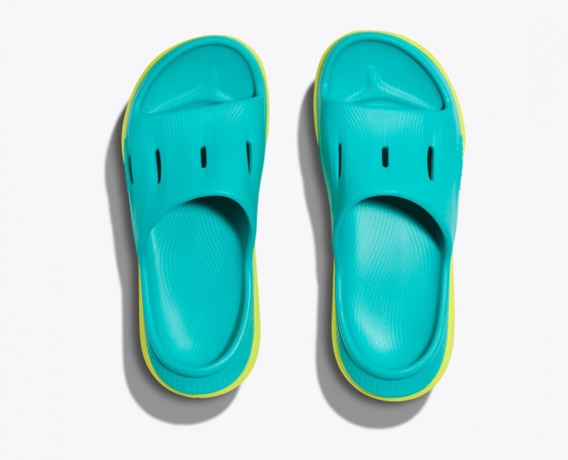 Turquoise / Green HOKA Ora Recovery 3 Kids' Slides | 619408FRA