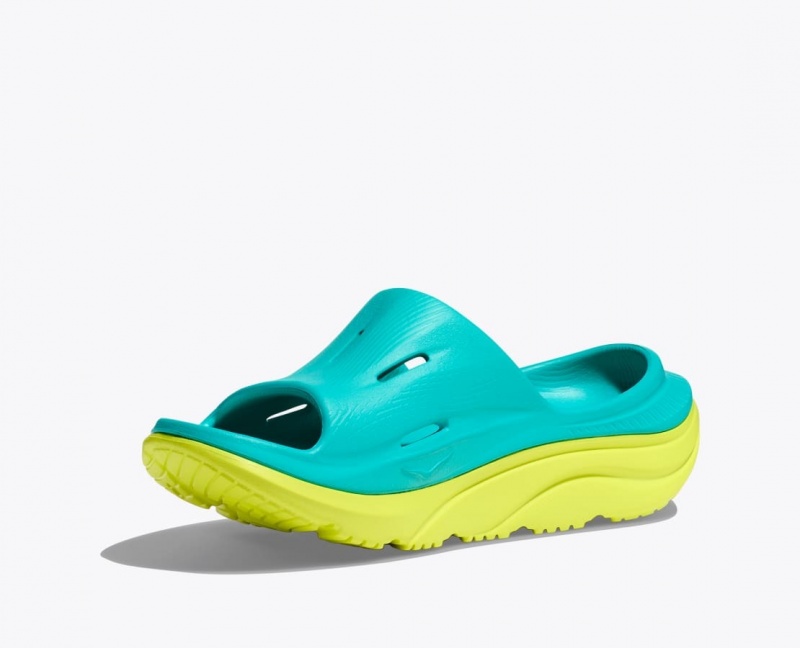 Turquoise / Green HOKA Ora Recovery 3 Kids' Slides | 619408FRA