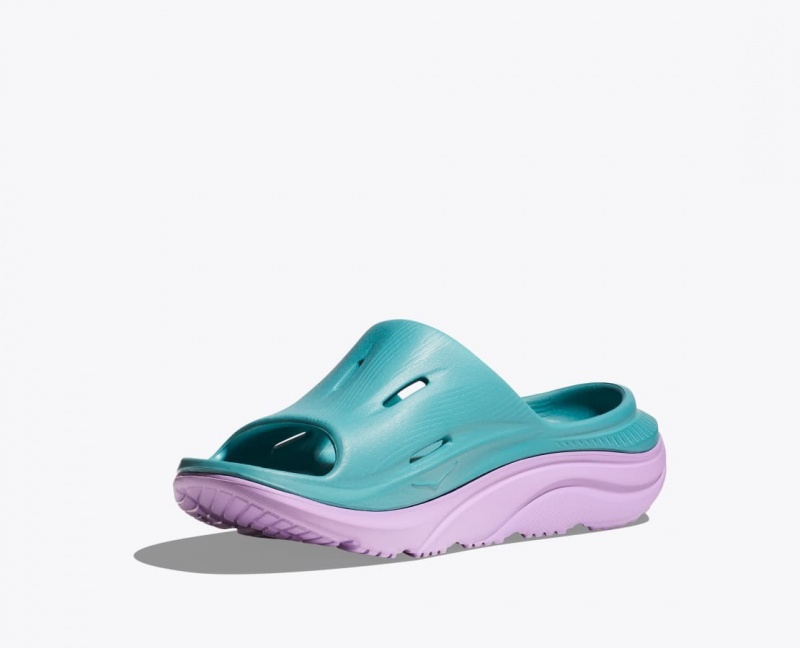 Turquoise / Light Purple HOKA Ora Recovery 3 Kids' Slides | 043175NRC