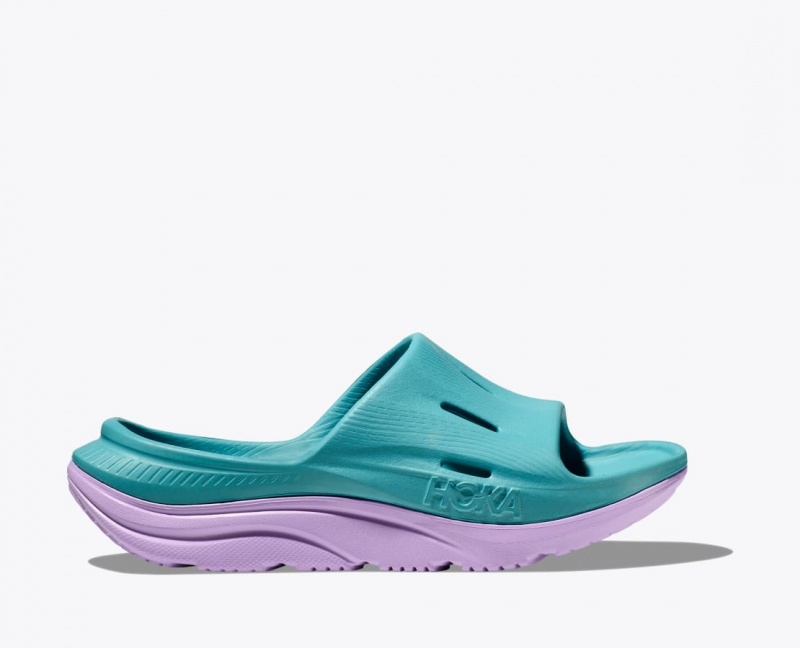 Turquoise / Light Purple HOKA Ora Recovery 3 Kids\' Slides | 043175NRC