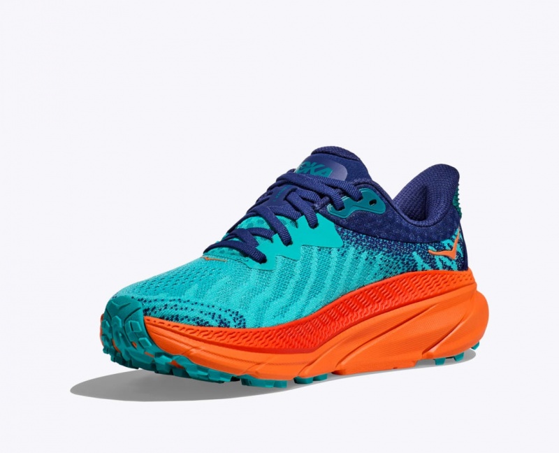 Turquoise / Navy HOKA Challenger 7 Women's Trail Running Shoes | 943618FPL