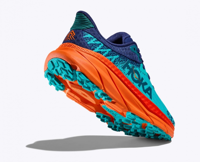 Turquoise / Navy HOKA Challenger 7 Women's Trail Running Shoes | 943618FPL