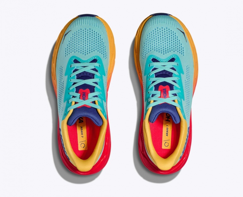 Turquoise / Orange HOKA Arahi 7 Women's Running Shoes | 596107HFV