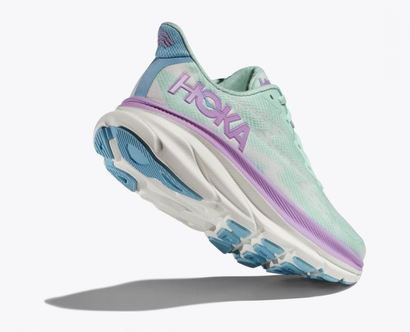 Turquoise / Purple HOKA Clifton 9 Women's Running Shoes | 724651ICZ