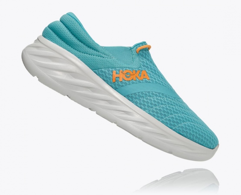 Turquoise / White HOKA Ora Recovery 2 Men's Slip On Shoes | 483597IWP